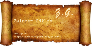 Zwirner Géza névjegykártya